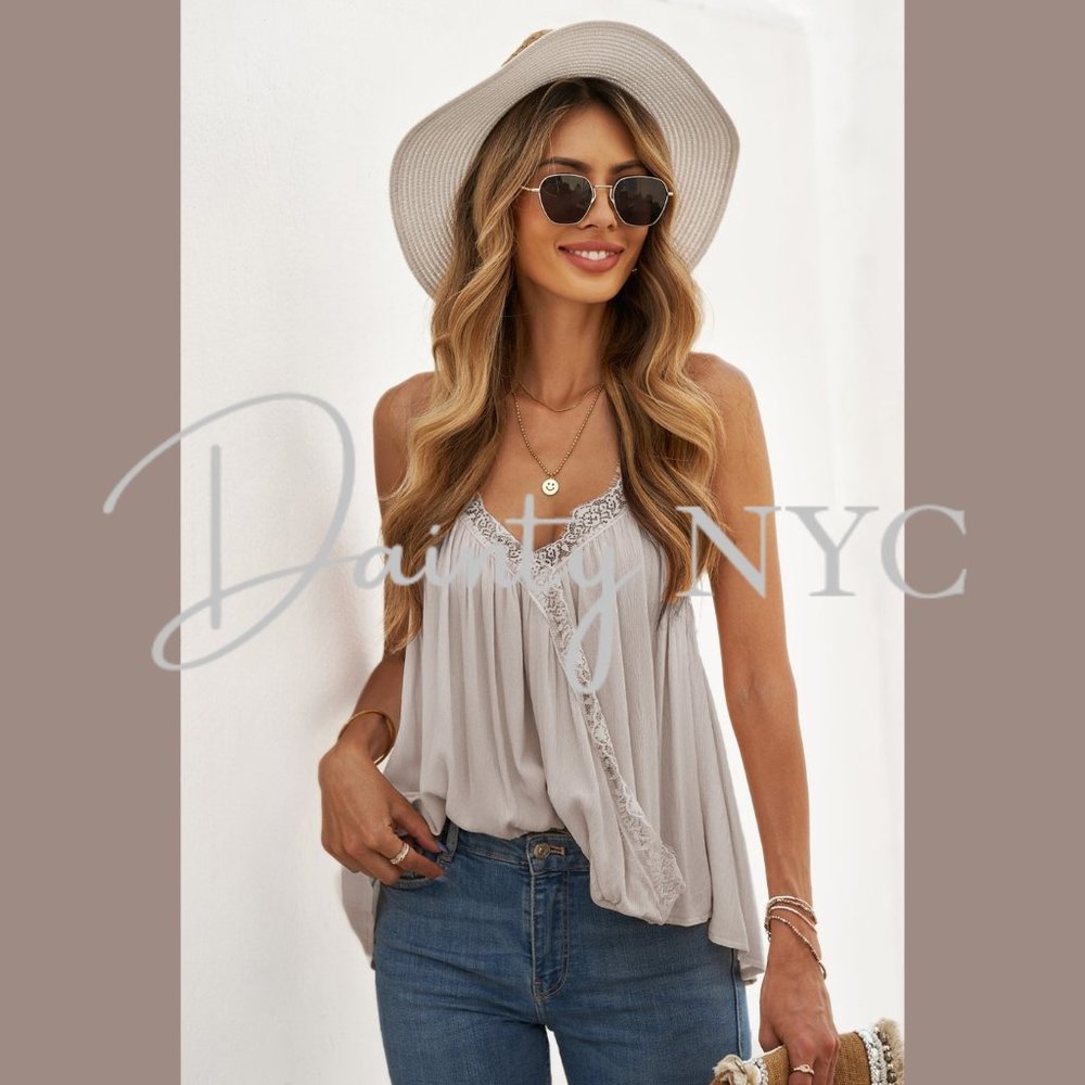 Drape Wrap Camisole Tank Top Beige Cream - Picture 10 of 12
